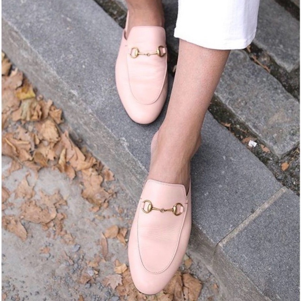 Gucci Pink Leather Horsebit Loafers